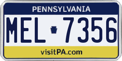 PA license plate MEL7356