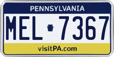 PA license plate MEL7367