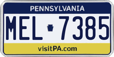 PA license plate MEL7385