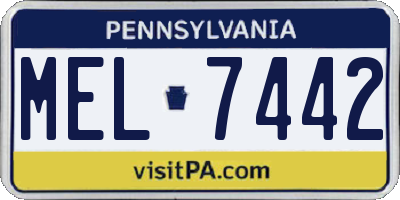 PA license plate MEL7442