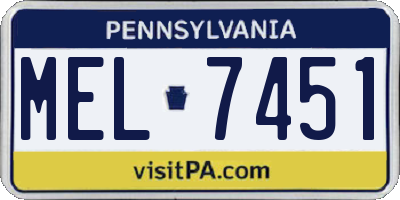PA license plate MEL7451