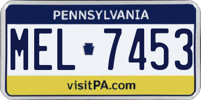 PA license plate MEL7453