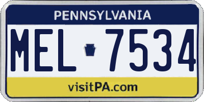PA license plate MEL7534
