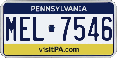 PA license plate MEL7546