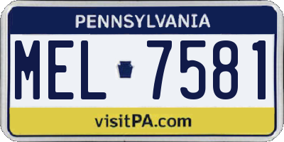 PA license plate MEL7581