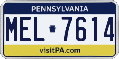 PA license plate MEL7614