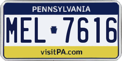 PA license plate MEL7616