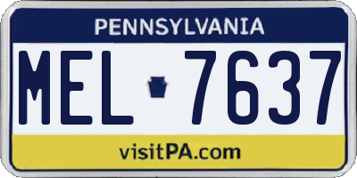 PA license plate MEL7637