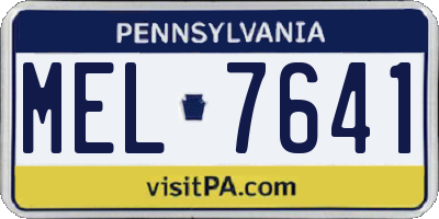 PA license plate MEL7641