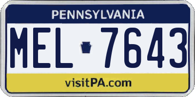 PA license plate MEL7643