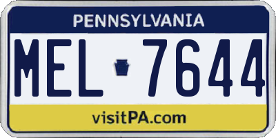 PA license plate MEL7644