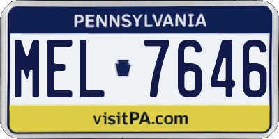 PA license plate MEL7646