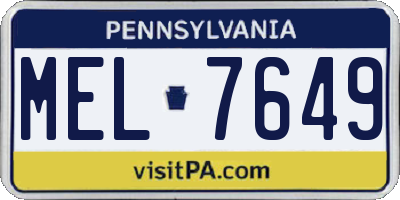 PA license plate MEL7649