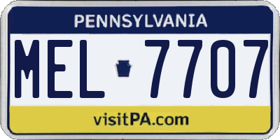 PA license plate MEL7707