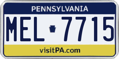 PA license plate MEL7715