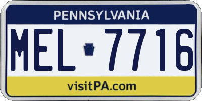PA license plate MEL7716