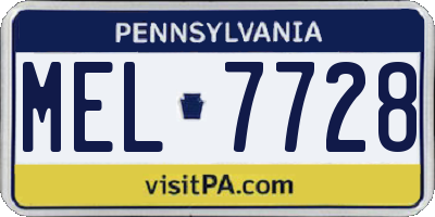 PA license plate MEL7728