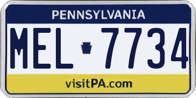 PA license plate MEL7734