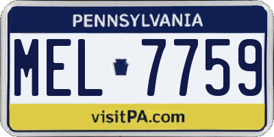 PA license plate MEL7759