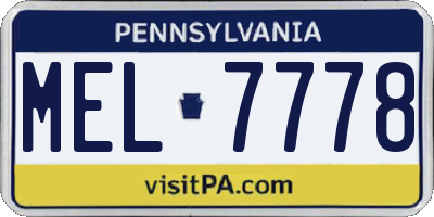 PA license plate MEL7778