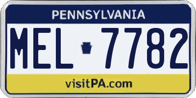 PA license plate MEL7782