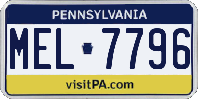 PA license plate MEL7796