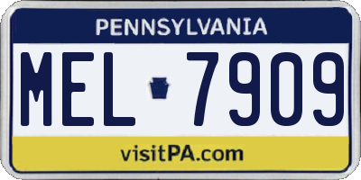 PA license plate MEL7909