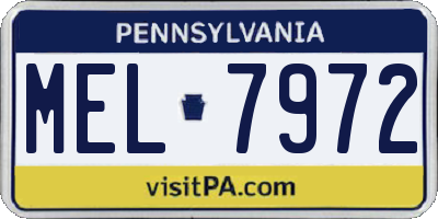PA license plate MEL7972