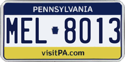 PA license plate MEL8013