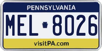 PA license plate MEL8026