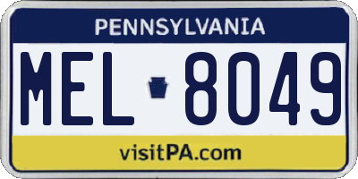 PA license plate MEL8049