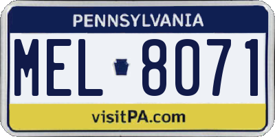 PA license plate MEL8071
