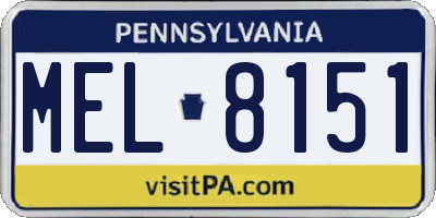 PA license plate MEL8151