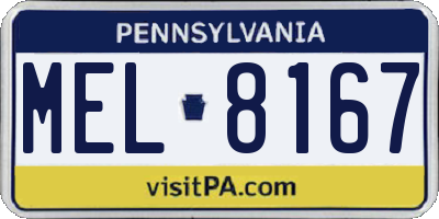 PA license plate MEL8167