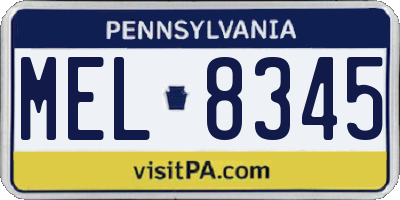 PA license plate MEL8345