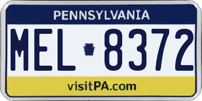 PA license plate MEL8372