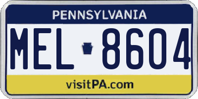 PA license plate MEL8604