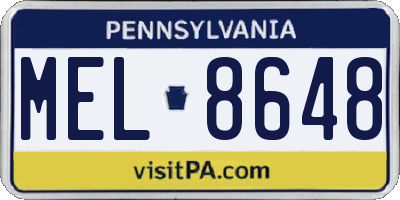 PA license plate MEL8648