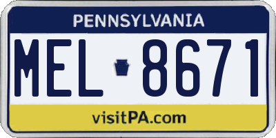 PA license plate MEL8671