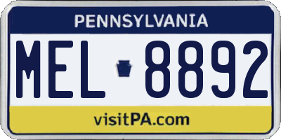PA license plate MEL8892