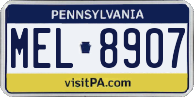 PA license plate MEL8907