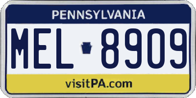 PA license plate MEL8909