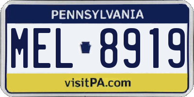 PA license plate MEL8919