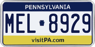 PA license plate MEL8929