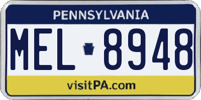 PA license plate MEL8948
