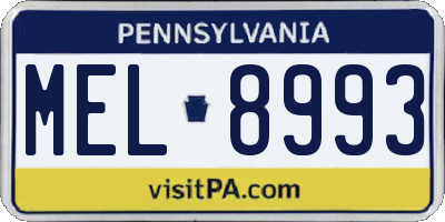 PA license plate MEL8993