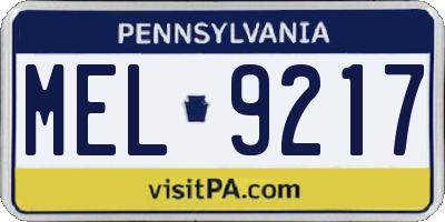PA license plate MEL9217