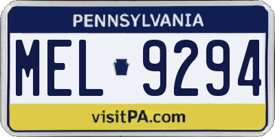 PA license plate MEL9294