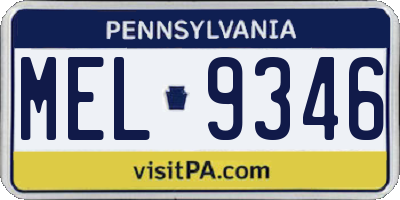 PA license plate MEL9346