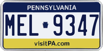 PA license plate MEL9347